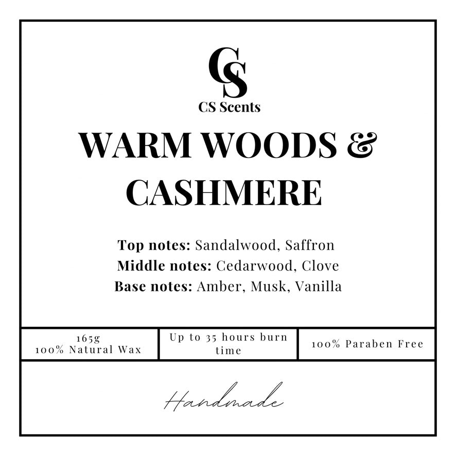 165g Warm Woods & Cashmere Candle