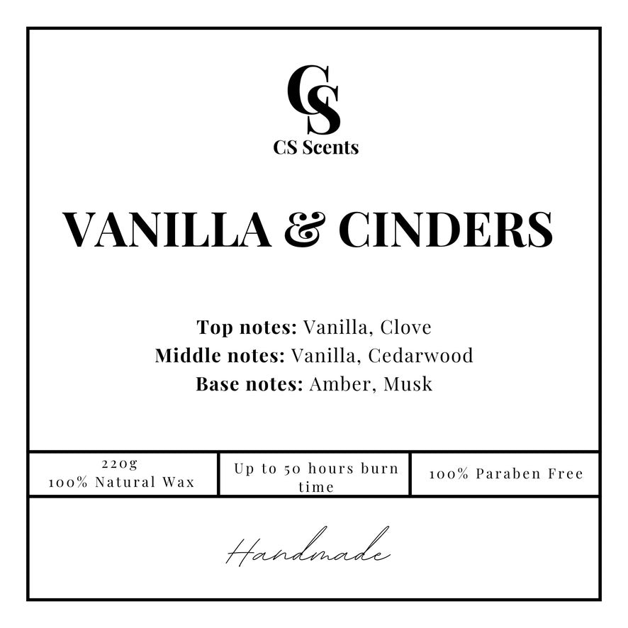 220g Vanilla & Cinders Candle
