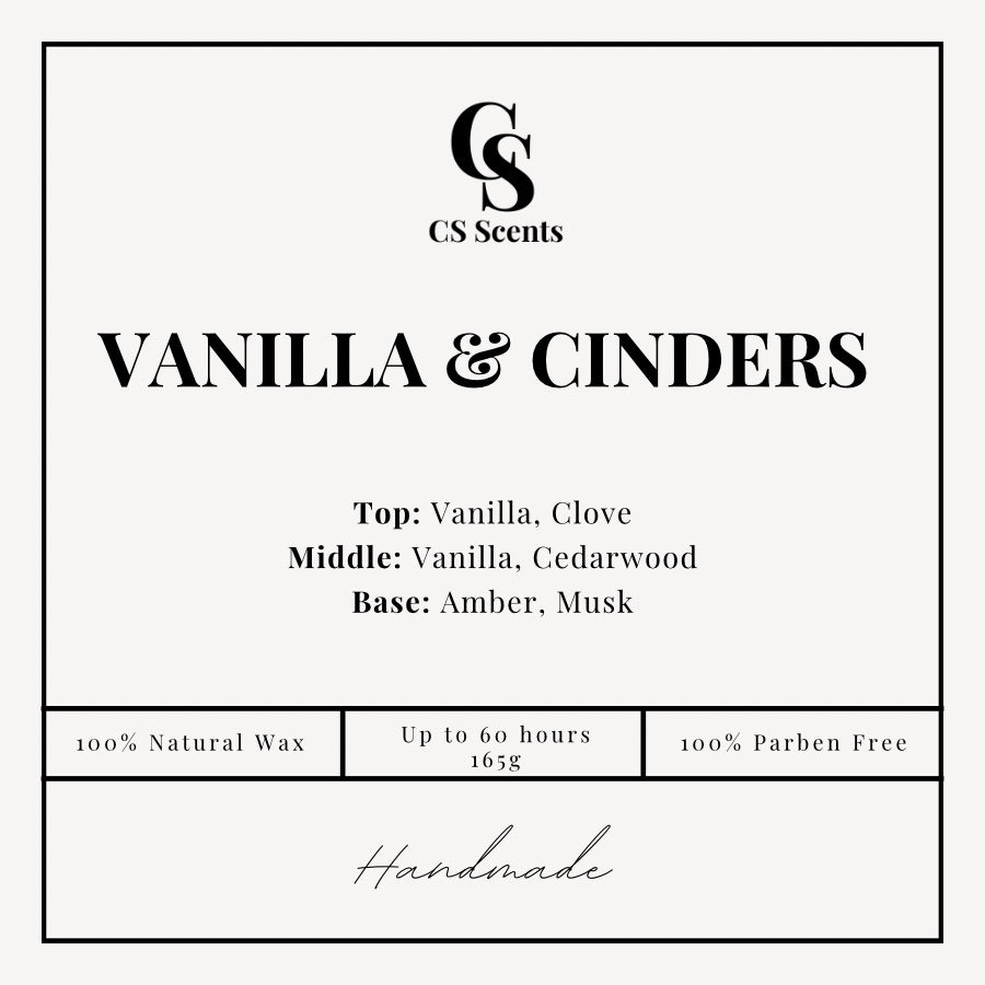 165g Vanilla & Cinders Candle