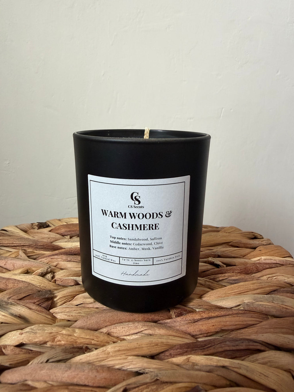 165g Warm Woods & Cashmere Candle