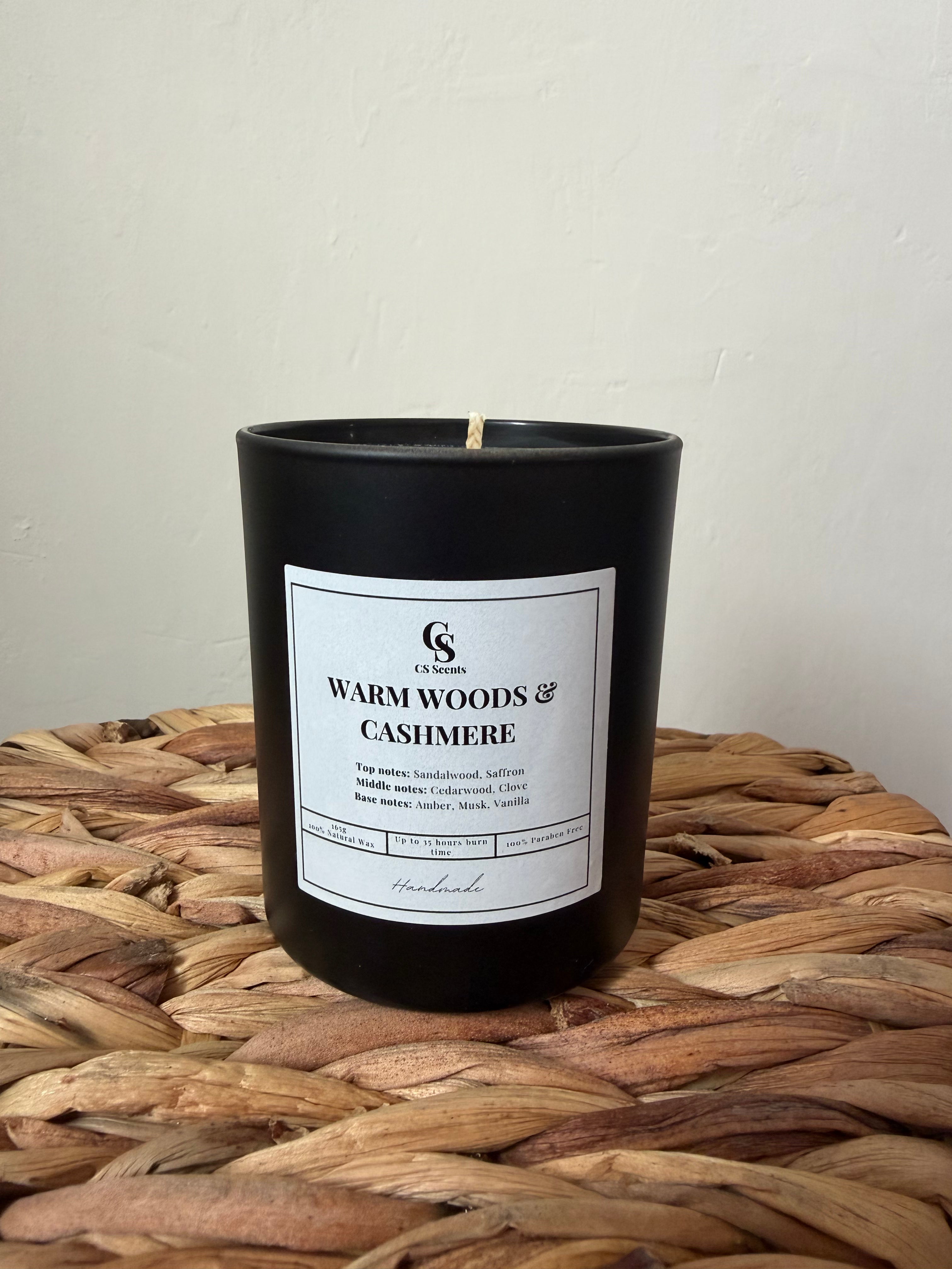 165g Warm Woods & Cashmere Candle